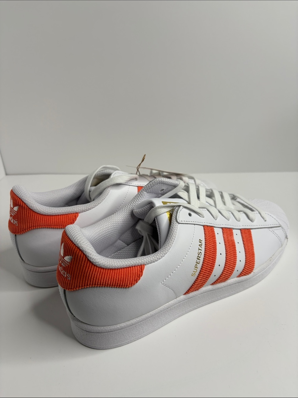 adidas White Superstar Sneakers with Orange Three Stripes H00207 - Picture 4 of 8